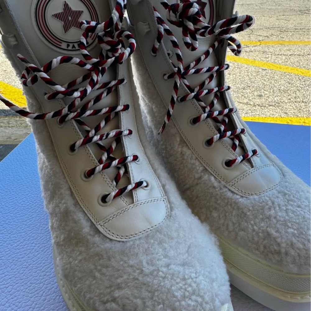 Christian Dior Paris Alps White Shearling Hiking Boots -NEW in Box